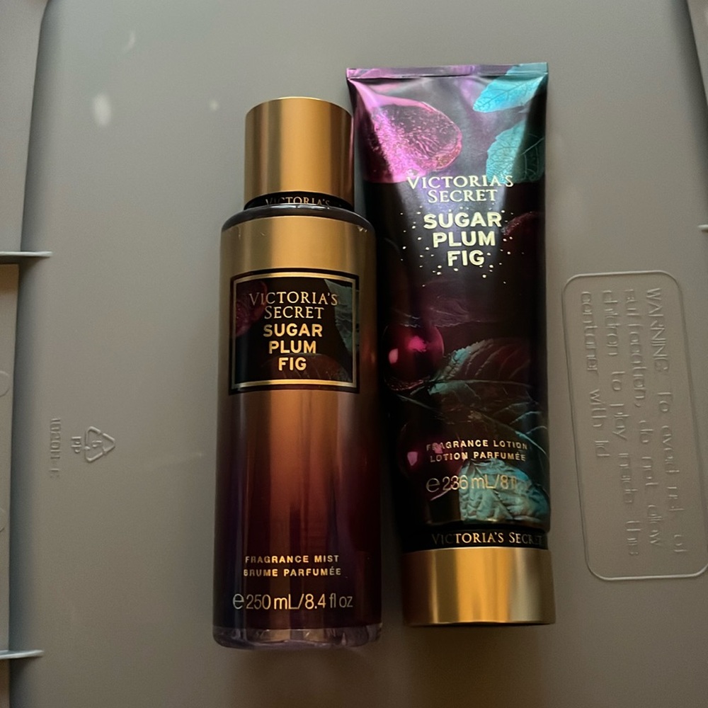 Victoria’s Secret sugar plum fig lotion and
Mist